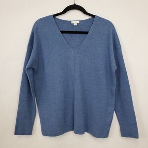 J. Jill Sweater Womens Extra Small V-Neck Blue Seamed Front Heavyweight Thick